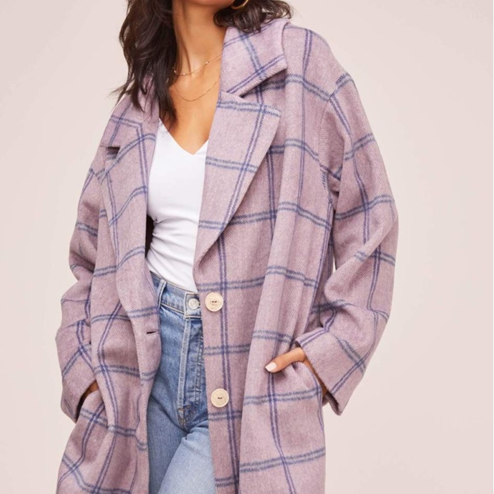 ASTR the Label Oversized Lilac Plaid Fall Coat